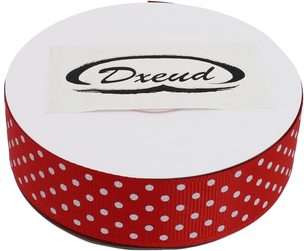 Polka Dot Grosgrain Ribbon 25 Yard Each Roll 100% Polyester (1", Red) - Crafty Corner