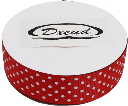 Polka Dot Grosgrain Ribbon 25 Yard Each Roll 100% Polyester (1", Red) - Crafty Corner