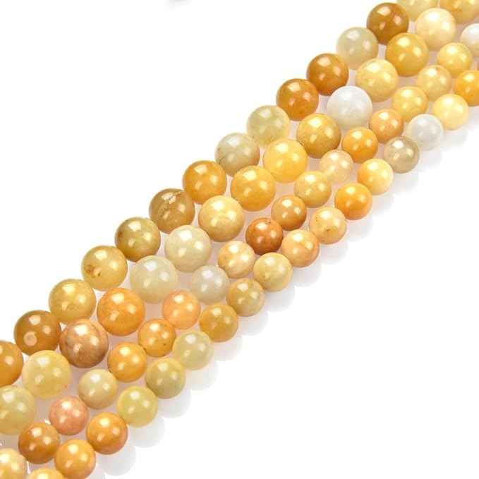 120pcs Adabele Natural Multi-Color Yellow Jade Healing Gemstone 6mm (0.24 inch) Round Loose Beads Gem Stone Spacer for Craft Jewelry Making GF21-6