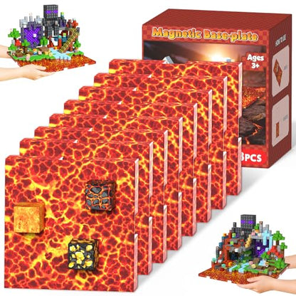8PCS 4" x 4" Magnetic Building Block Base Plates for Kids (8 Count)