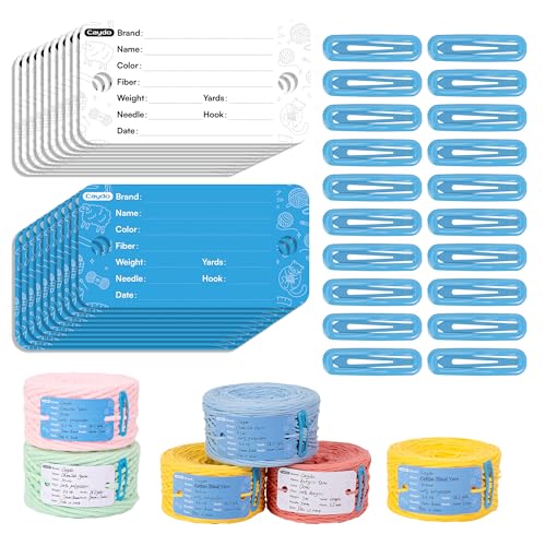 20 Set Yarn Information Tags with Clips for Yarn Storage Organizer