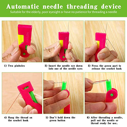 51Pcs Needle Threader Tool Set 9 Types Needle Threader with Thimbles