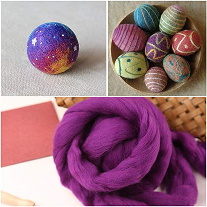 3.53oz Needle Felting Wool Roving for Needle Felting Purple Felting Wool (3.53 Ounce)