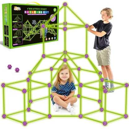 Glow In The Dark Fort Building Kit for Kids (200 Count)