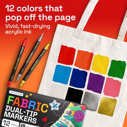 12 Dual Tip Fabric Markers Decorating Kit (12 Count)