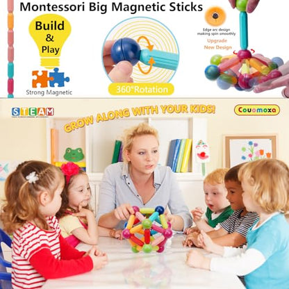 Magnetic Building Blocks STEM for Kids (110 Count)