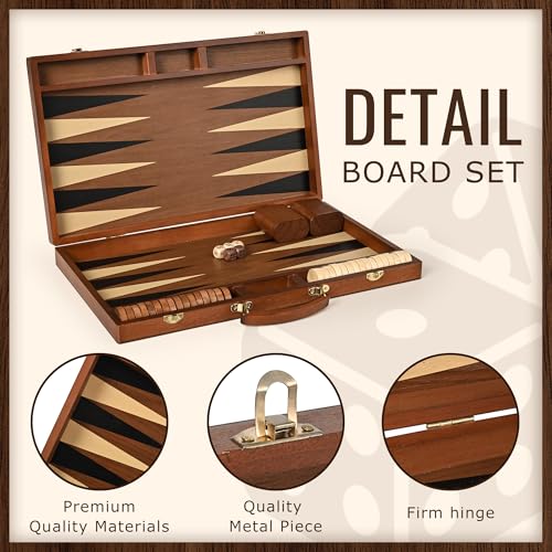 Sapele Wood Backgammon Board Game Set