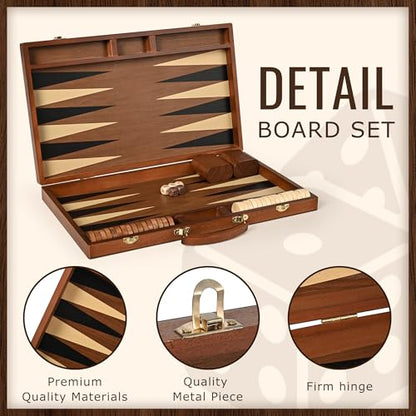 Sapele Wood Backgammon Board Game Set
