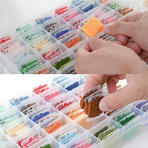 2 Pack Embroidery Floss Organizer with 216 Pcs Embroidery Floss