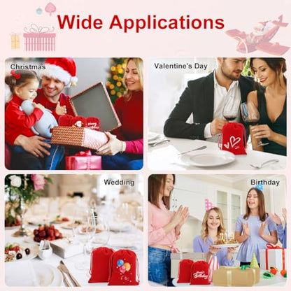 20Pcs 4x6 Inch Red Velvet Gift Bags with Drawstrings (20 Count)