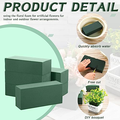 30 Pcs Floral Flower Foam Blocks Green Wet & Dry Plant Foam Brick for Fresh & Artificial Flower Arrangement Florist Supplies for DIY Arts Crafts Weddings Decorations