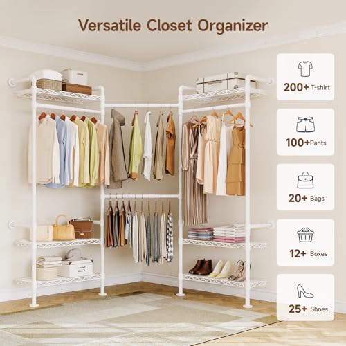 L3 Wall Mounted Metal Pipe Closet System Heavy Duty Garment Rack