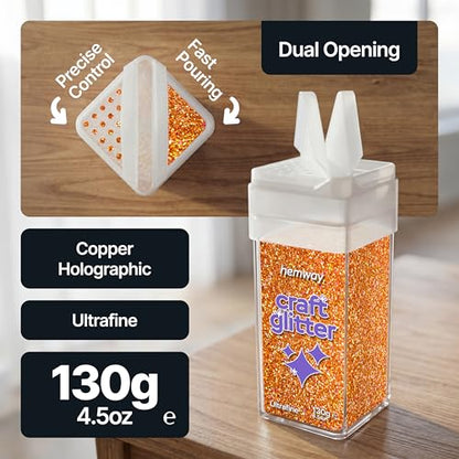 Craft Glitter Shaker Copper Holographic 130g Ultrafine (4.5 Ounce)