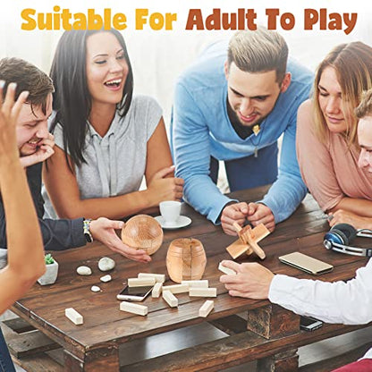 34 Pcs Metal Brain Teaser Puzzles for Kids Adult 3D Wooden Mind Games Puzzle Cube Wooden Brain Games Block Metal Wire Unlock Interlock Game Educational Logic Mind Desktop Toys (34 Count)