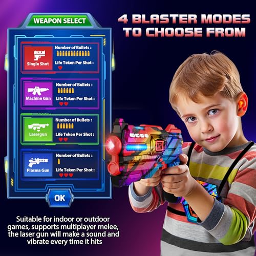 Laser Tag Guns Set of 4 Laser Tag Guns with Digital LED Score Display Vests (4 Count)
