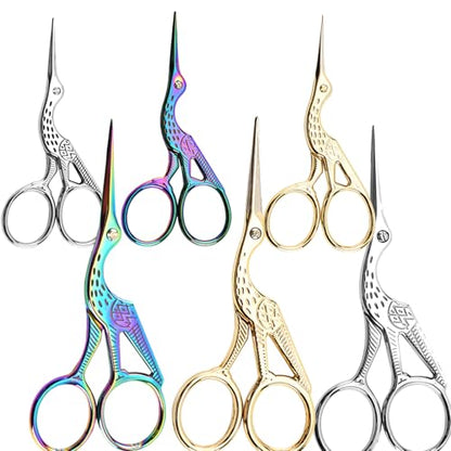 6PCS Vintage Stork Shape Sewing Scissors Stainless Steel Scissors (2 Count)