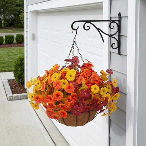 2 Set Artificial Outdoor Fall Flowers with Hanging Basket (2 Count)