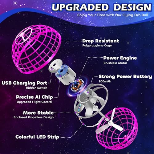Flying Orb Ball 2026 Toys Soaring Hover Boomerang Spinner Hand Controlled Mini Drone Cosmic Globe Spinning Kids Outdoor Fly Toy Birthday Gift Cool Stuff for Boys Girls 6 7 8 9 10+ Year Old