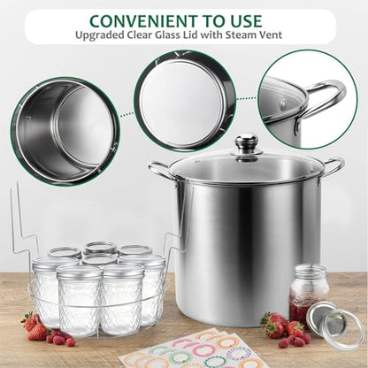 Canning Pot Water Bath Canner with Rack and Mason Jars (7 Count)