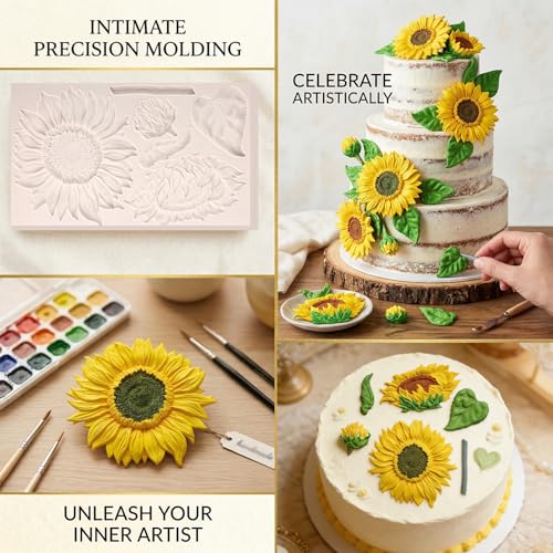 Oversized Sunflower Silicone Mold Leaves Fondant Mold