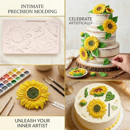 Oversized Sunflower Silicone Mold Leaves Fondant Mold