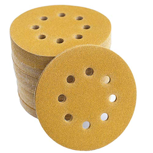 5-Inch 8-Hole Hook and Loop Sanding Discs 120-Grit, 100-Pack (100 Count)