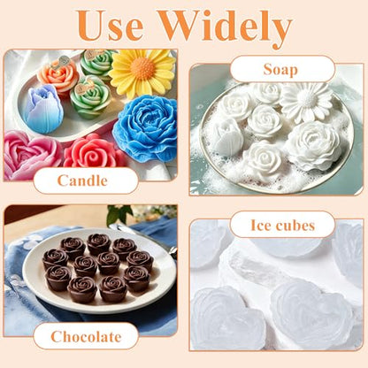 6 Pcs Flower Silicone Candle Molds Set (6 Count)
