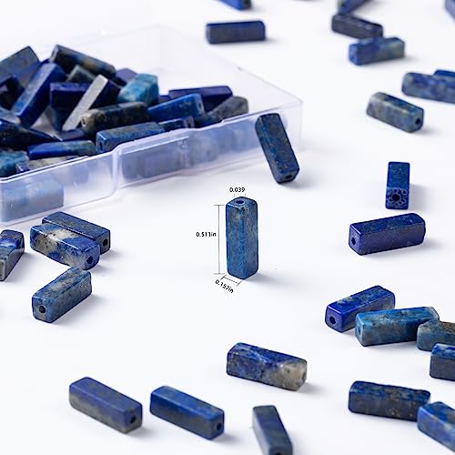 Natural Lapis Lazuli Rectangle Tube Beads 4x13mm 38cm (28 Count)