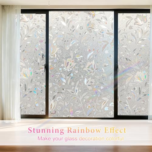 Rainbow Tulip Stained Frosted Glass Window Sticker