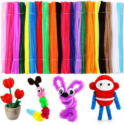 1000 Pieces Pipe Cleaners Bulk Assorted 20 Colors Chenille Stems