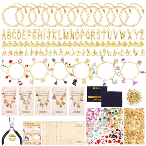 413Pcs Gold Charm Paperclip Charm Bracelet Making Kit for Beginner (413 Count)