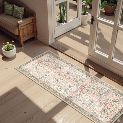 Boho Floral Birds Laundry Room Rug Runner 2x5