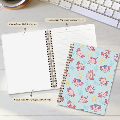 Axolotl Spiral Notebooks Animal Mexican Walking Fish Lined Journal Notepads