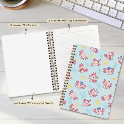 Axolotl Spiral Notebooks Animal Mexican Walking Fish Lined Journal Notepads