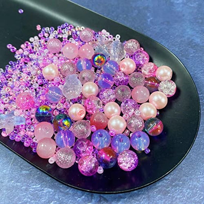 Assorted Glass Resin Beads Multi Size Colors Smooth Cracked Gravel Millet Spacer Beads for Bracelets Necklace Earring DIY Jewelry Making Craft