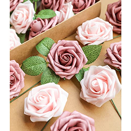 Taupe Nude Rose 25pcs Real Looking Artificial Flowers w (25 Count)