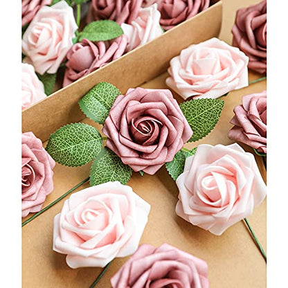 Taupe Nude Rose 25pcs Real Looking Artificial Flowers w (25 Count)