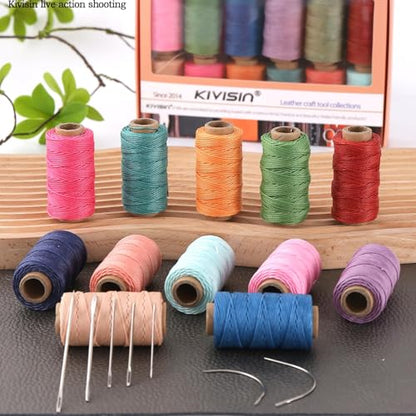 12 Colored Round Waxed Thread 0.8mm