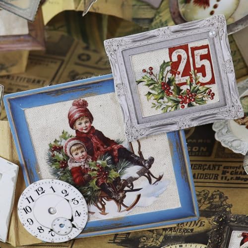 Vintage Junk Journal Items Kit Pre Cut Paper Cards Cutout Cardstock Art Aesthetic Decor Hollow Out Craft Elements Small Embellishments Supplies for Adults Scrapbook Pack