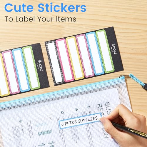 24 Pack Mesh Zipper Pouch with Sticky Labels (24 Count)