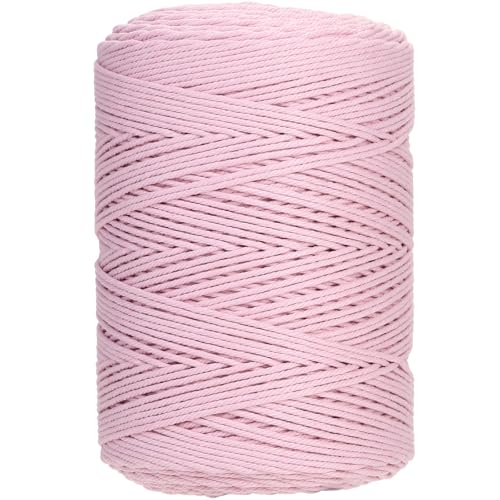 Macrame Cord 3mm x 546yards Natural Macrame Cotton Rope Colored Macrame Rope Soft Cotton Cord Macrame Supplies Craft Rope Macrame Yarn for Plant Hanger Wall Hanger Dreamcatcher