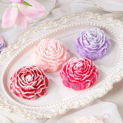 9 Pcs 3D Silicone Flower Molds for Candle Soap Making Cake Chocolate Making (9 Count)