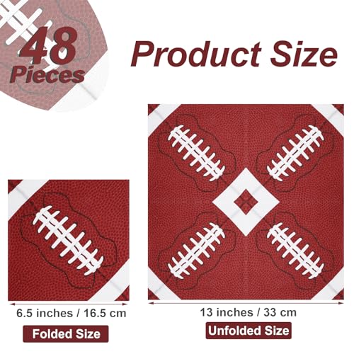 48 Pieces Football Paper Napkins Disposable Football Party Napkins Football Rugby Cocktail Dinner Napkins Set 13" x 13" Unfolded Football Tableware Napkins for Rugby Party Supplies (48 Count)