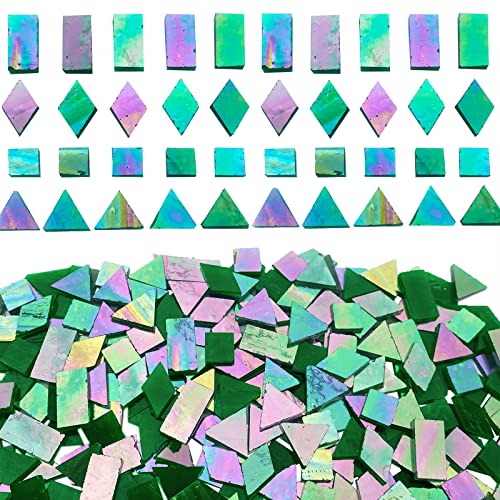 Iridescent Green Mosaic Tiles for Crafts (9 Ounce)