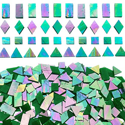 Iridescent Green Mosaic Tiles for Crafts (9 Ounce)