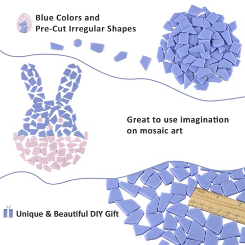 Blue Glass Mosaic Tiles for Crafts Bulk (7.05 Ounce)