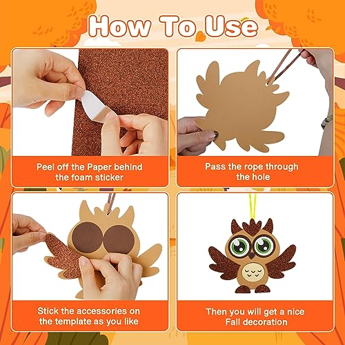 12 Pack Fall Craft Kit for Kids Make You Own Fall Animal Foam Stickers Fall Arts and Crafts DIY for Kids Boys Girls Party Supplies Thanksgiving Autumn Decoration (12 Count)