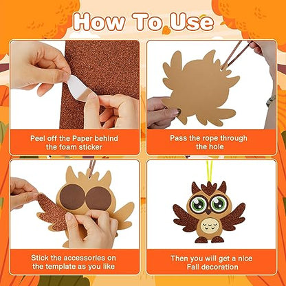 12 Pack Fall Craft Kit for Kids Make You Own Fall Animal Foam Stickers Fall Arts and Crafts DIY for Kids Boys Girls Party Supplies Thanksgiving Autumn Decoration (12 Count)