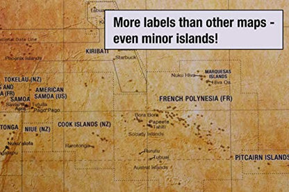 Laminated World Pioneer Map Poster