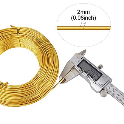 180 Feet 2mm Gold Aluminum Wire Bendable Metal Craft Wire for Beading Sculpting Jewelry Making (180 Foot)